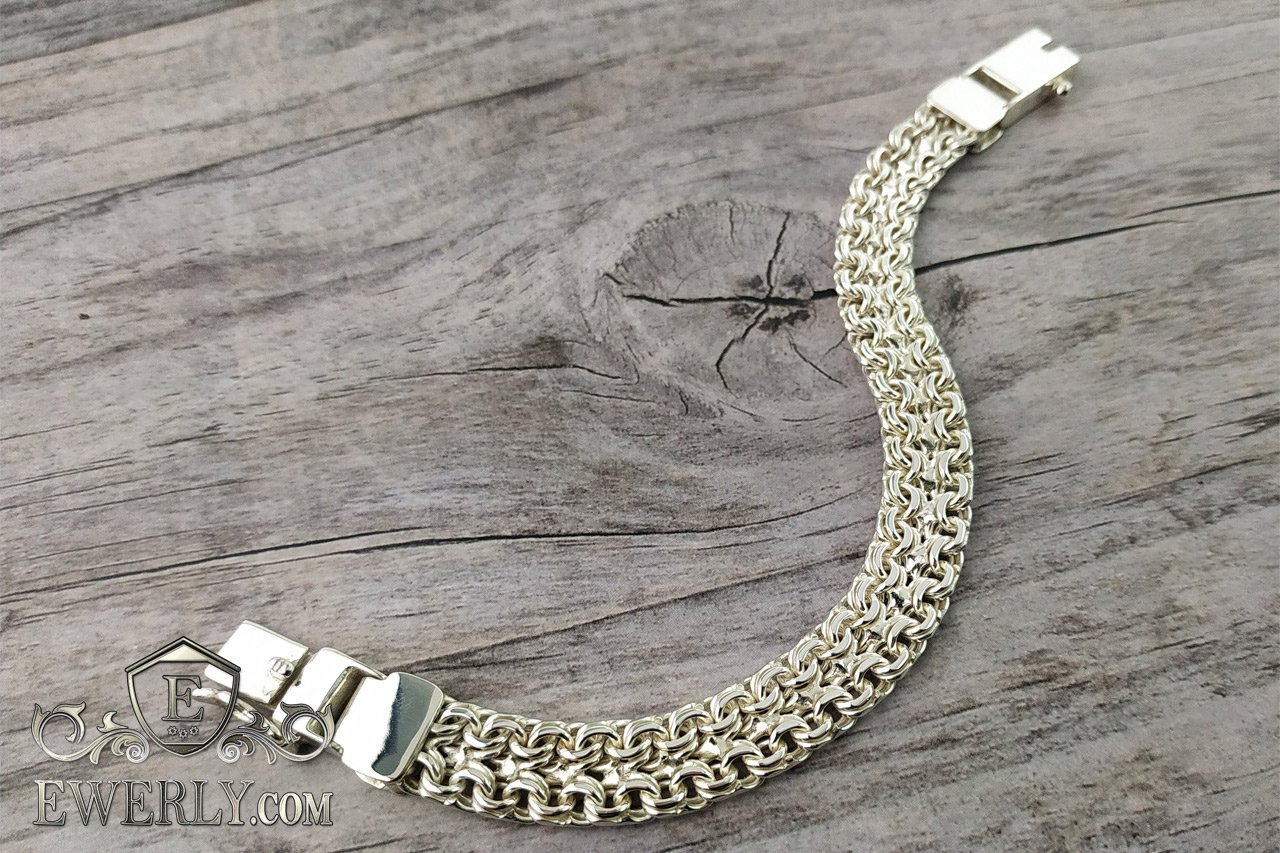Мужской браслет Двойной бисмарк - плетение из серебра (53 г) купить по цене12340 руб с доставкой в Сызрань.